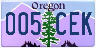 OR license plate 005CEK