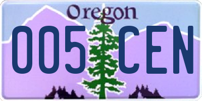 OR license plate 005CEN