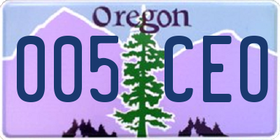 OR license plate 005CEO