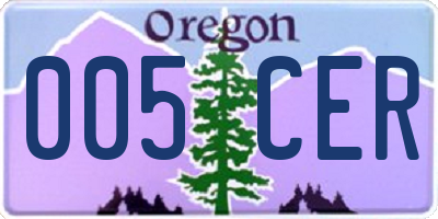 OR license plate 005CER