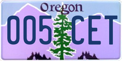 OR license plate 005CET