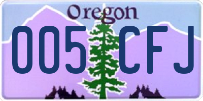 OR license plate 005CFJ