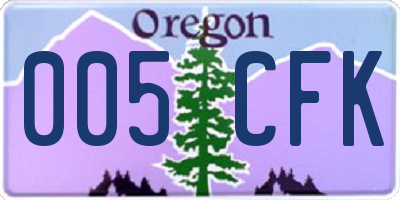 OR license plate 005CFK