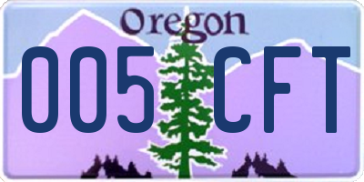 OR license plate 005CFT