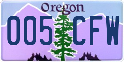 OR license plate 005CFW