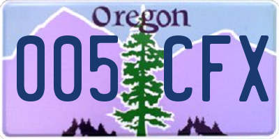 OR license plate 005CFX