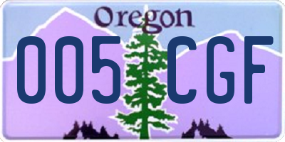 OR license plate 005CGF