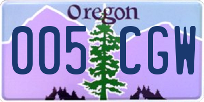 OR license plate 005CGW