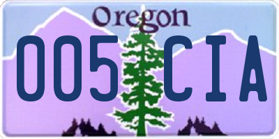 OR license plate 005CIA