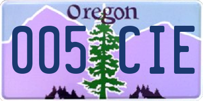 OR license plate 005CIE