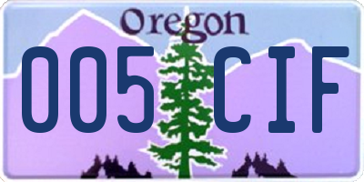 OR license plate 005CIF