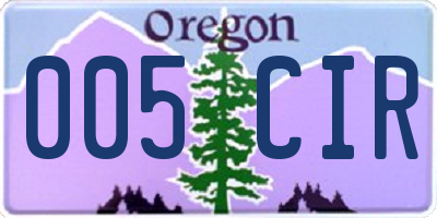 OR license plate 005CIR