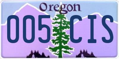 OR license plate 005CIS