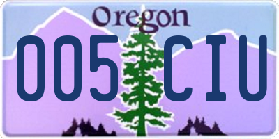 OR license plate 005CIU