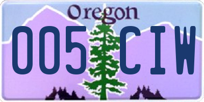 OR license plate 005CIW