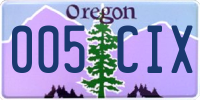 OR license plate 005CIX