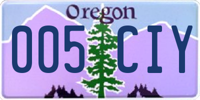 OR license plate 005CIY