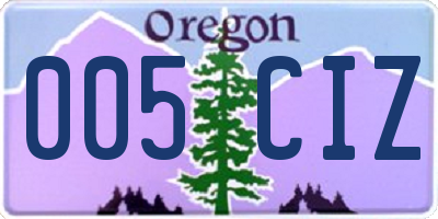 OR license plate 005CIZ