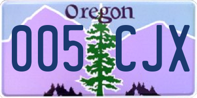 OR license plate 005CJX
