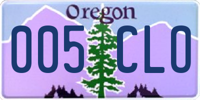 OR license plate 005CLO