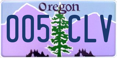 OR license plate 005CLV