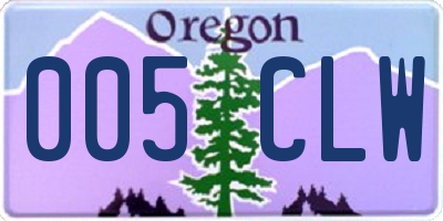 OR license plate 005CLW