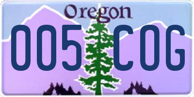 OR license plate 005COG
