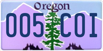 OR license plate 005COI