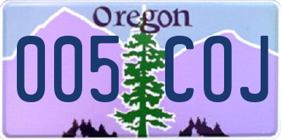 OR license plate 005COJ