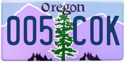 OR license plate 005COK