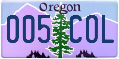 OR license plate 005COL