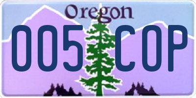 OR license plate 005COP