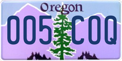 OR license plate 005COQ