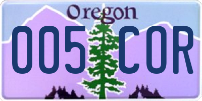 OR license plate 005COR