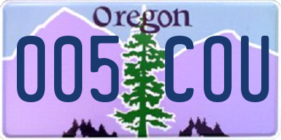 OR license plate 005COU