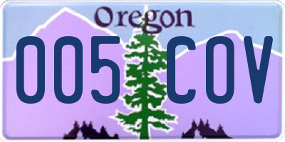 OR license plate 005COV