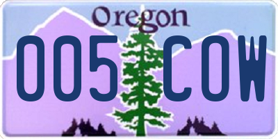 OR license plate 005COW