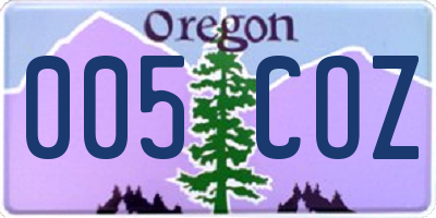 OR license plate 005COZ