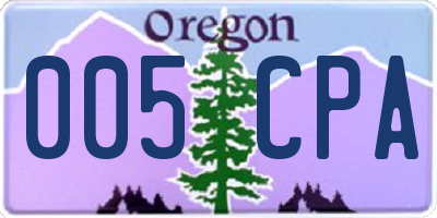 OR license plate 005CPA