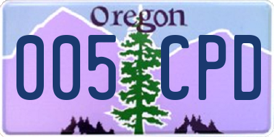 OR license plate 005CPD