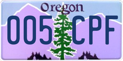 OR license plate 005CPF