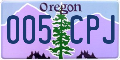 OR license plate 005CPJ