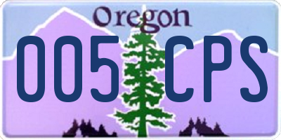 OR license plate 005CPS