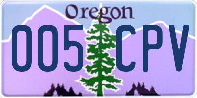 OR license plate 005CPV