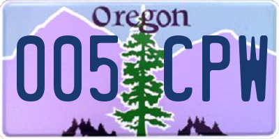 OR license plate 005CPW