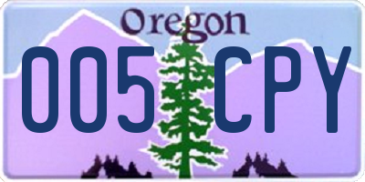 OR license plate 005CPY