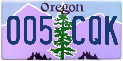 OR license plate 005CQK