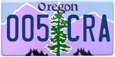 OR license plate 005CRA