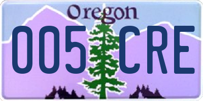 OR license plate 005CRE