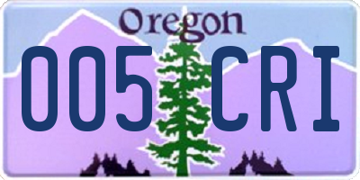 OR license plate 005CRI